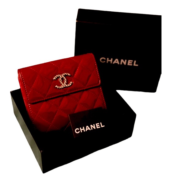 CHANEL Handbags - Chanel Shiny Red Quilted Wallet